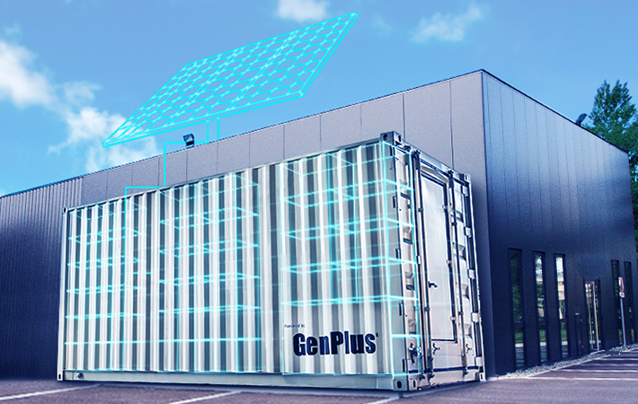 An illustrated example of a shipping container-sized ESS