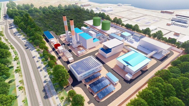 Artist impression of Meranti Power's Open Cycle Gas Turbines on Jurong Island