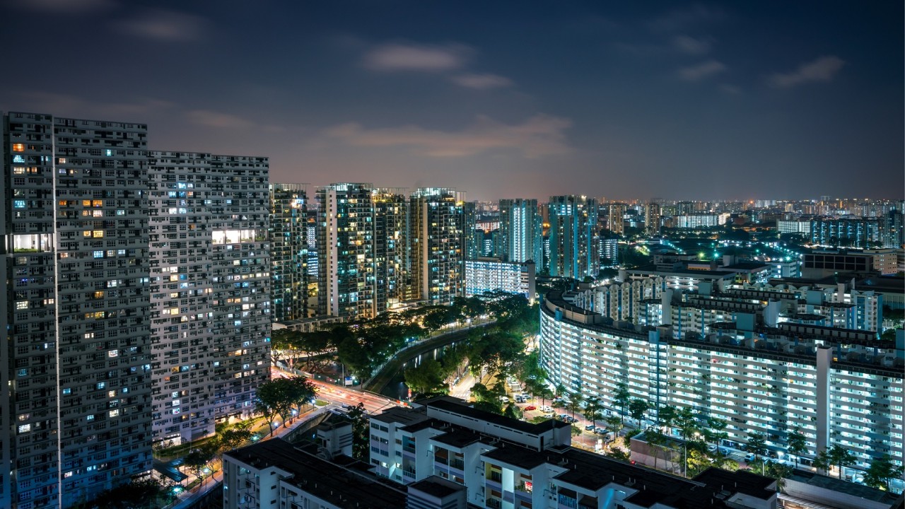 Photo of HDB flats at night
