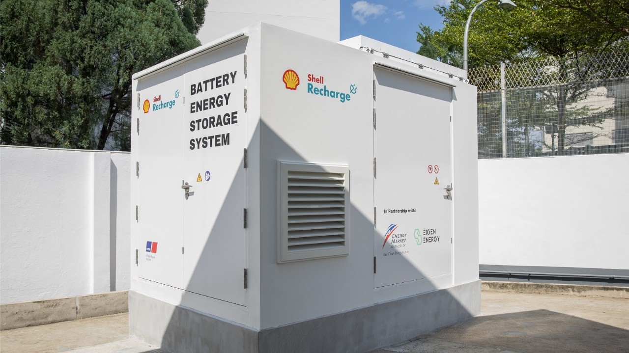 Photo of Shell's Energy Storage System at their service stations in Tampines, Pasir Ris and Lakeview