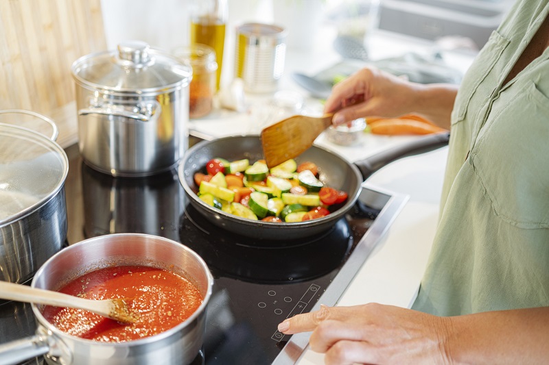 Stock image of cooking using induction