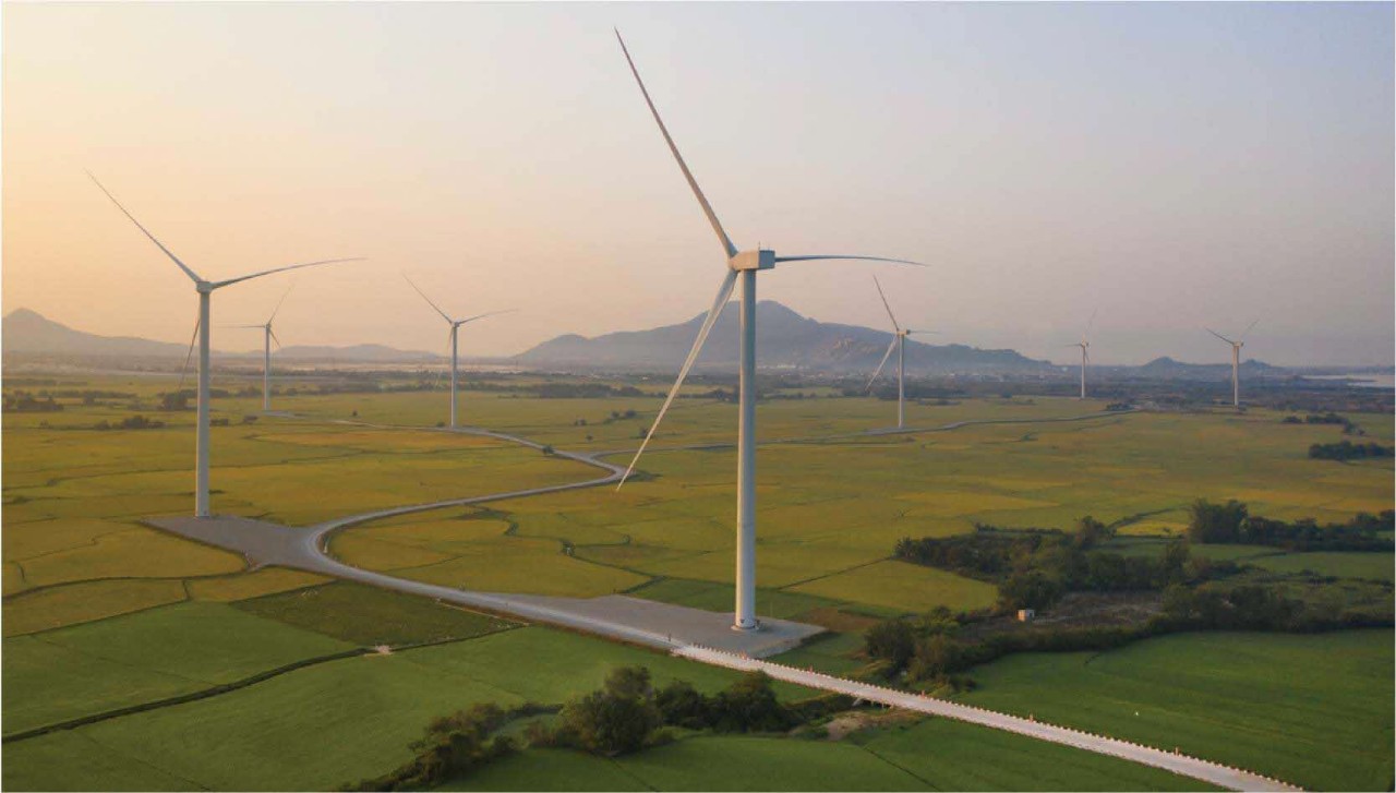 Stock image showing wind turbines