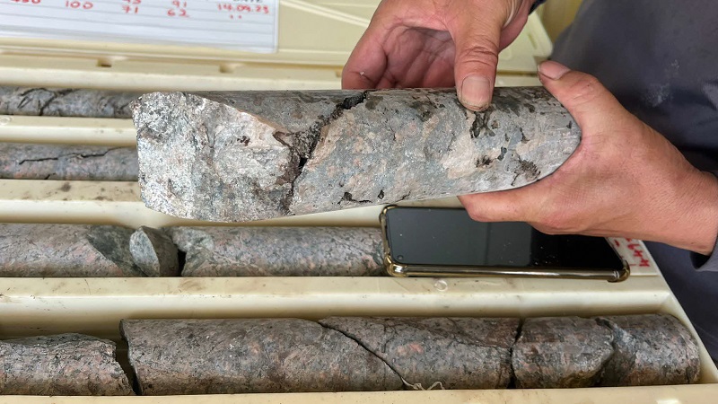 Granite rock core samples collected from a drilling site