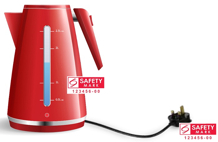 Stock photo of an electrical appliance with SAFETY mark