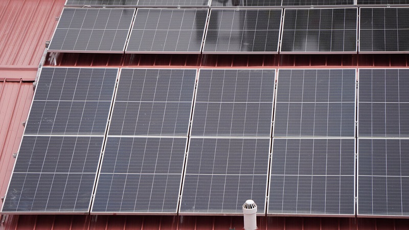 Stock photo of rooftop solar installation