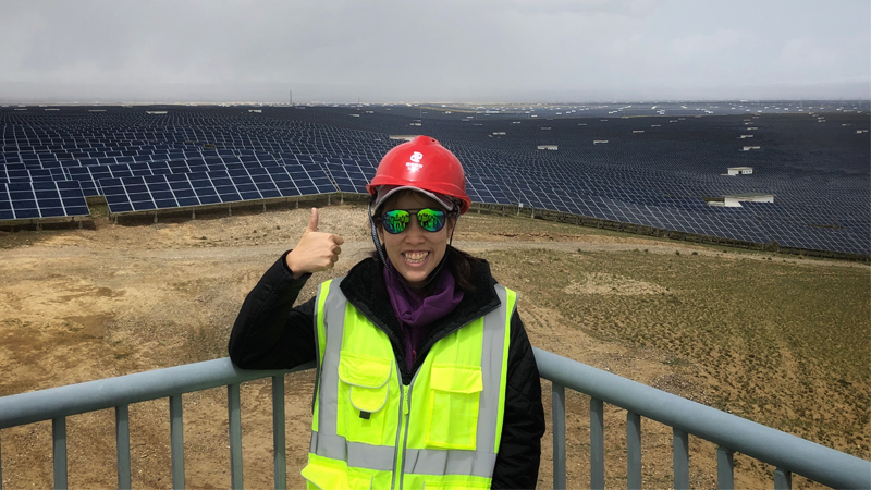 Faith at Longyangxia Dam Solar Farm during a 2018 study mission to China. 