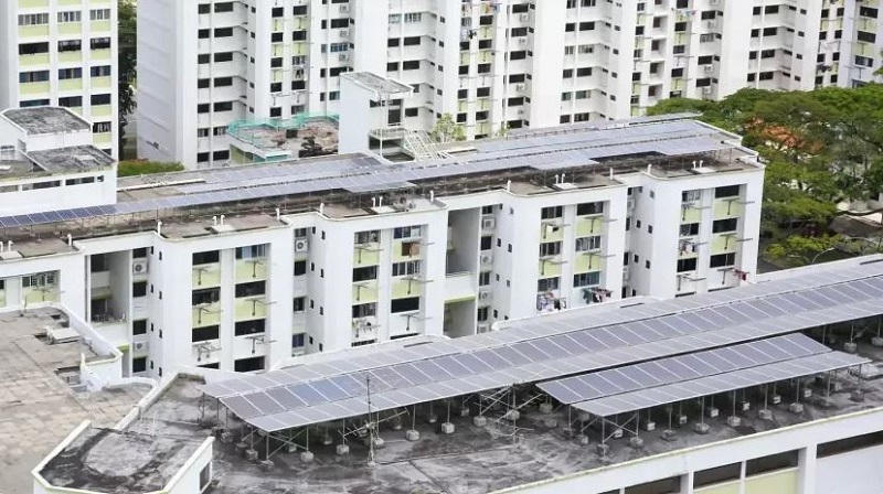 stock image of HDB rooftop solar installation