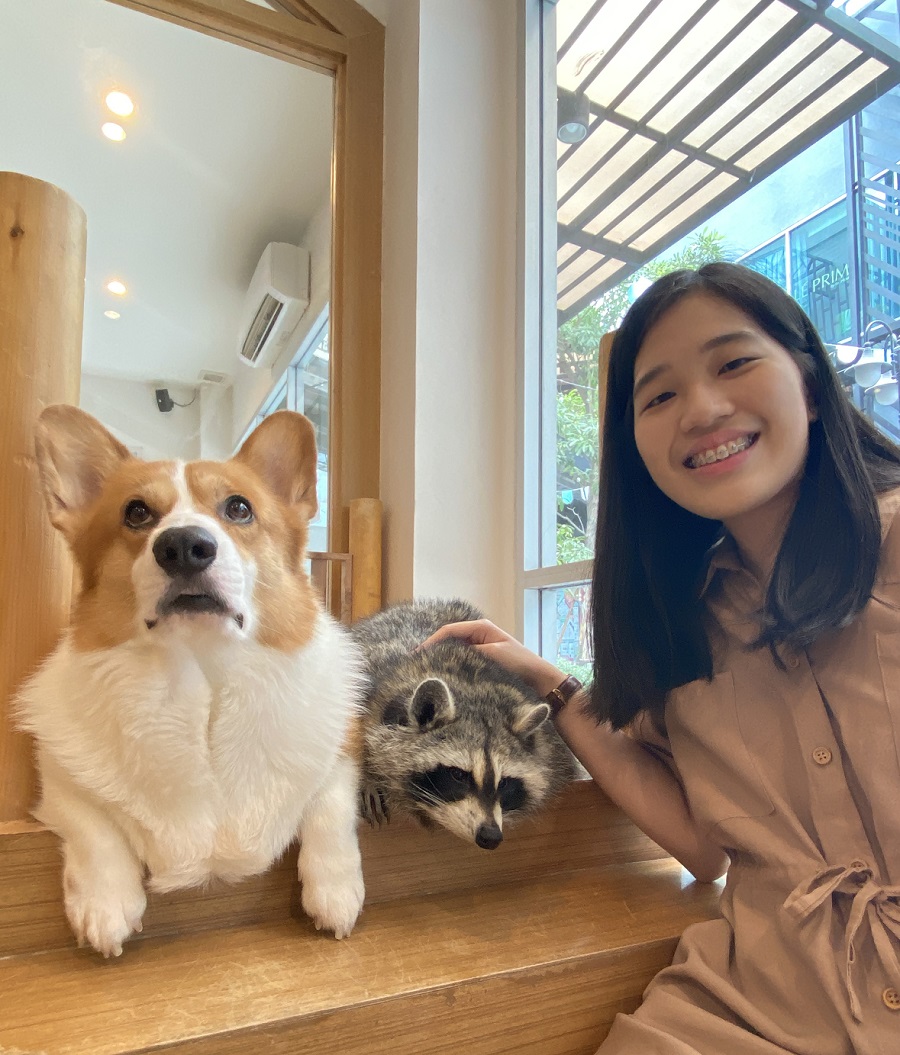 Photo of Felicia at dog cafe